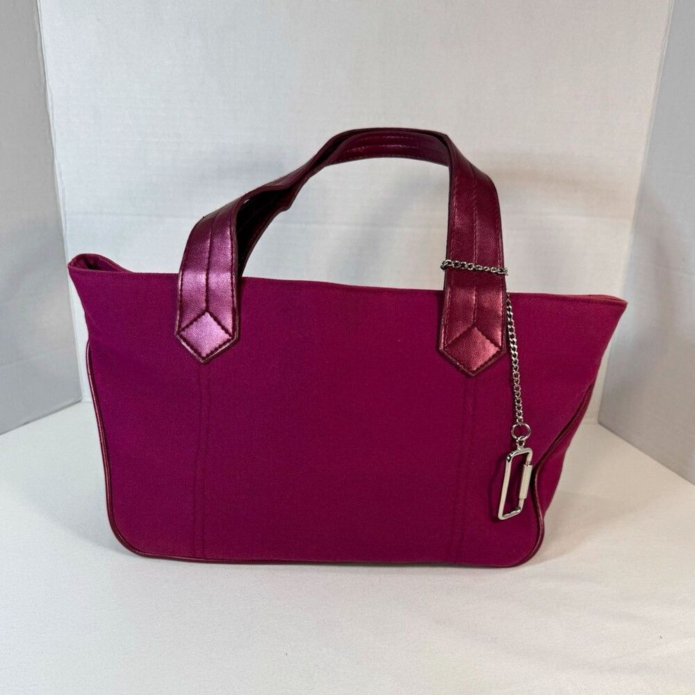 Victoria's Secret Pink Canvas Mini Tote Bag Metallic Handles Handbag